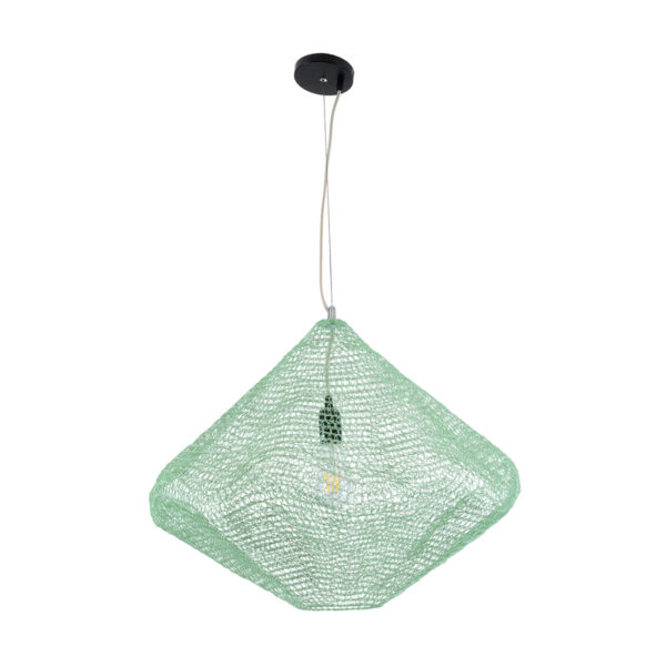 GloboStar® KENTUCKY 01866 Vintage Κρεμαστό Φωτιστικό Οροφής Μονόφωτο 1 x E27 AC220-240V IP20 – Φ60 x Υ50cm – Τιρκουάζ Μεταλλικό Πλέγμα
