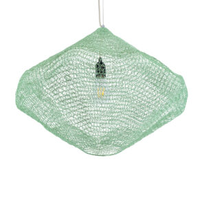 GloboStar® KENTUCKY 01866 Vintage Κρεμαστό Φωτιστικό Οροφής Μονόφωτο 1 x E27 AC220-240V IP20 – Φ60 x Υ50cm – Τιρκουάζ Μεταλλικό Πλέγμα
