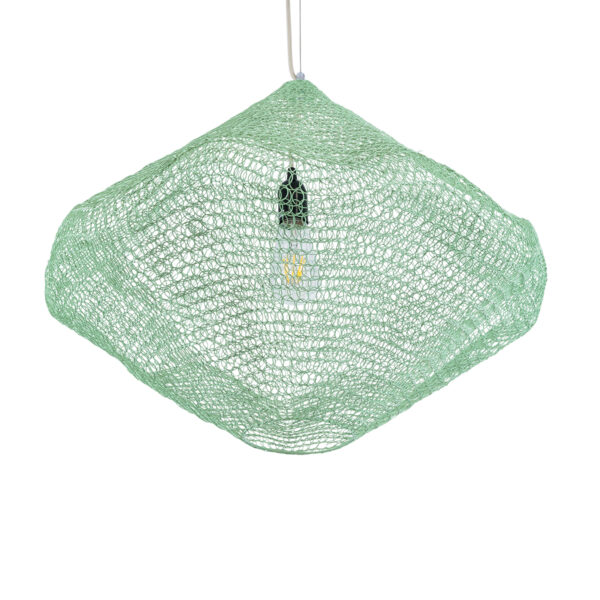 GloboStar® KENTUCKY 01866 Vintage Κρεμαστό Φωτιστικό Οροφής Μονόφωτο 1 x E27 AC220-240V IP20 – Φ60 x Υ50cm – Τιρκουάζ Μεταλλικό Πλέγμα