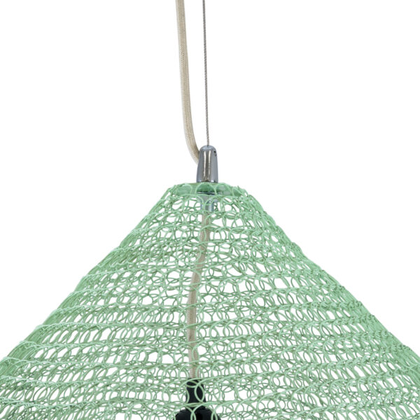 GloboStar® KENTUCKY 01866 Vintage Κρεμαστό Φωτιστικό Οροφής Μονόφωτο 1 x E27 AC220-240V IP20 – Φ60 x Υ50cm – Τιρκουάζ Μεταλλικό Πλέγμα