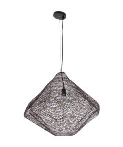 GloboStar® KENTUCKY 01867 Vintage Κρεμαστό Φωτιστικό Οροφής Μονόφωτο 1 x E27 AC220-240V IP20 – Φ60 x Υ50cm – Σκούρο Καφέ Μεταλλικό Πλέγμα