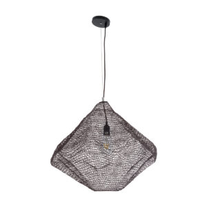 GloboStar® KENTUCKY 01867 Vintage Κρεμαστό Φωτιστικό Οροφής Μονόφωτο 1 x E27 AC220-240V IP20 – Φ60 x Υ50cm – Σκούρο Καφέ Μεταλλικό Πλέγμα