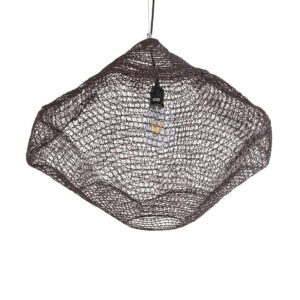 GloboStar® KENTUCKY 01867 Vintage Κρεμαστό Φωτιστικό Οροφής Μονόφωτο 1 x E27 AC220-240V IP20 – Φ60 x Υ50cm – Σκούρο Καφέ Μεταλλικό Πλέγμα