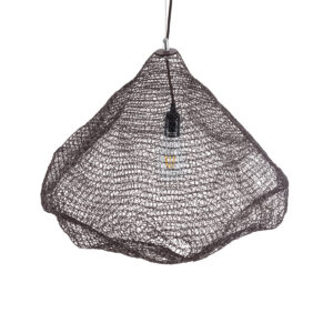 GloboStar® KENTUCKY 01867 Vintage Κρεμαστό Φωτιστικό Οροφής Μονόφωτο 1 x E27 AC220-240V IP20 – Φ60 x Υ50cm – Σκούρο Καφέ Μεταλλικό Πλέγμα