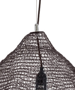 GloboStar® KENTUCKY 01867 Vintage Κρεμαστό Φωτιστικό Οροφής Μονόφωτο 1 x E27 AC220-240V IP20 – Φ60 x Υ50cm – Σκούρο Καφέ Μεταλλικό Πλέγμα