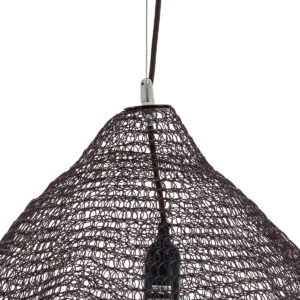 GloboStar® KENTUCKY 01867 Vintage Κρεμαστό Φωτιστικό Οροφής Μονόφωτο 1 x E27 AC220-240V IP20 – Φ60 x Υ50cm – Σκούρο Καφέ Μεταλλικό Πλέγμα