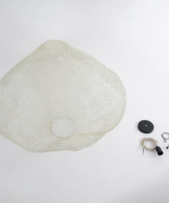 GloboStar® KENTUCKY 01868 Vintage Κρεμαστό Φωτιστικό Οροφής Μονόφωτο 1 x E27 AC220-240V IP20 – Φ90 x Υ70cm – Μπεζ Εκρού Μεταλλικό Πλέγμα