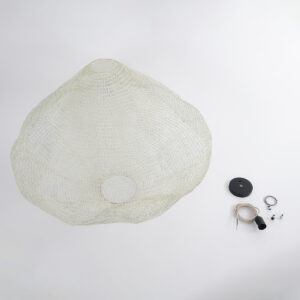 GloboStar® KENTUCKY 01868 Vintage Κρεμαστό Φωτιστικό Οροφής Μονόφωτο 1 x E27 AC220-240V IP20 – Φ90 x Υ70cm – Μπεζ Εκρού Μεταλλικό Πλέγμα