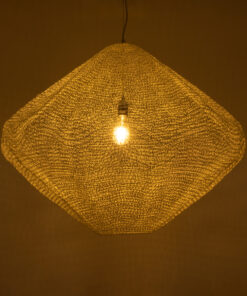 GloboStar® KENTUCKY 01868 Vintage Κρεμαστό Φωτιστικό Οροφής Μονόφωτο 1 x E27 AC220-240V IP20 – Φ90 x Υ70cm – Μπεζ Εκρού Μεταλλικό Πλέγμα