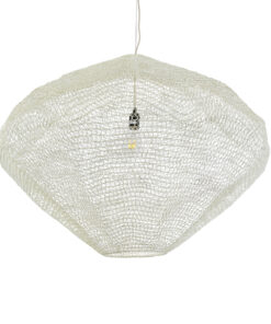 GloboStar® KENTUCKY 01868 Vintage Κρεμαστό Φωτιστικό Οροφής Μονόφωτο 1 x E27 AC220-240V IP20 – Φ90 x Υ70cm – Μπεζ Εκρού Μεταλλικό Πλέγμα