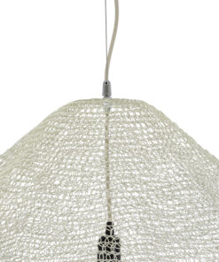 GloboStar® KENTUCKY 01868 Vintage Κρεμαστό Φωτιστικό Οροφής Μονόφωτο 1 x E27 AC220-240V IP20 – Φ90 x Υ70cm – Μπεζ Εκρού Μεταλλικό Πλέγμα