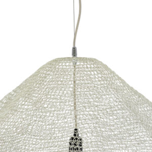 GloboStar® KENTUCKY 01868 Vintage Κρεμαστό Φωτιστικό Οροφής Μονόφωτο 1 x E27 AC220-240V IP20 – Φ90 x Υ70cm – Μπεζ Εκρού Μεταλλικό Πλέγμα