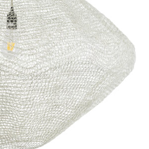 GloboStar® KENTUCKY 01868 Vintage Κρεμαστό Φωτιστικό Οροφής Μονόφωτο 1 x E27 AC220-240V IP20 – Φ90 x Υ70cm – Μπεζ Εκρού Μεταλλικό Πλέγμα