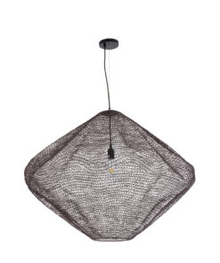 GloboStar® KENTUCKY 01869 Vintage Κρεμαστό Φωτιστικό Οροφής Μονόφωτο 1 x E27 AC220-240V IP20 – Φ90 x Υ70cm – Σκούρο Καφέ Μεταλλικό Πλέγμα