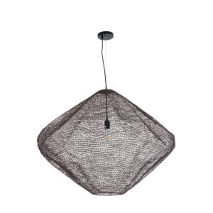 GloboStar® KENTUCKY 01869 Vintage Κρεμαστό Φωτιστικό Οροφής Μονόφωτο 1 x E27 AC220-240V IP20 – Φ90 x Υ70cm – Σκούρο Καφέ Μεταλλικό Πλέγμα