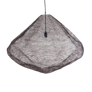 GloboStar® KENTUCKY 01869 Vintage Κρεμαστό Φωτιστικό Οροφής Μονόφωτο 1 x E27 AC220-240V IP20 – Φ90 x Υ70cm – Σκούρο Καφέ Μεταλλικό Πλέγμα