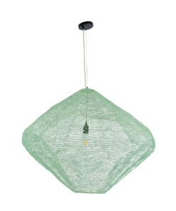 GloboStar® KENTUCKY 01870 Vintage Κρεμαστό Φωτιστικό Οροφής Μονόφωτο 1 x E27 AC220-240V IP20 – Φ90 x Υ70cm – Τιρκουάζ Μεταλλικό Πλέγμα