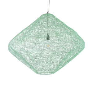 GloboStar® KENTUCKY 01870 Vintage Κρεμαστό Φωτιστικό Οροφής Μονόφωτο 1 x E27 AC220-240V IP20 – Φ90 x Υ70cm – Τιρκουάζ Μεταλλικό Πλέγμα