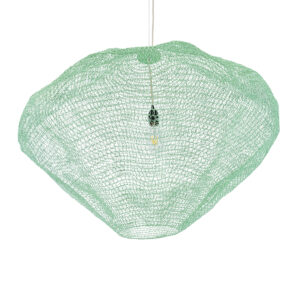 GloboStar® KENTUCKY 01870 Vintage Κρεμαστό Φωτιστικό Οροφής Μονόφωτο 1 x E27 AC220-240V IP20 – Φ90 x Υ70cm – Τιρκουάζ Μεταλλικό Πλέγμα