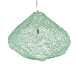 GloboStar® KENTUCKY 01870 Vintage Κρεμαστό Φωτιστικό Οροφής Μονόφωτο 1 x E27 AC220-240V IP20 – Φ90 x Υ70cm – Τιρκουάζ Μεταλλικό Πλέγμα