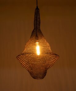 GloboStar® KENTUCKY 01872 Vintage Κρεμαστό Φωτιστικό Οροφής Μονόφωτο 1 x E27 AC220-240V IP20 – Φ35 x Υ60cm – Σκούρο Καφέ Μεταλλικό Πλέγμα – 5 Χρόνια Εγγύηση