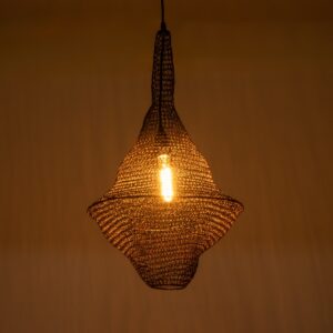 GloboStar® KENTUCKY 01872 Vintage Κρεμαστό Φωτιστικό Οροφής Μονόφωτο 1 x E27 AC220-240V IP20 – Φ35 x Υ60cm – Σκούρο Καφέ Μεταλλικό Πλέγμα – 5 Χρόνια Εγγύηση