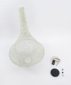 GloboStar® KENTUCKY 01874 Vintage Κρεμαστό Φωτιστικό Οροφής Μονόφωτο 1 x E27 AC220-240V IP20 – Φ50 x Υ90cm – Μπεζ Εκρού Μεταλλικό Πλέγμα