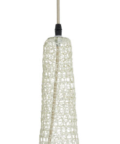 GloboStar® KENTUCKY 01874 Vintage Κρεμαστό Φωτιστικό Οροφής Μονόφωτο 1 x E27 AC220-240V IP20 – Φ50 x Υ90cm – Μπεζ Εκρού Μεταλλικό Πλέγμα