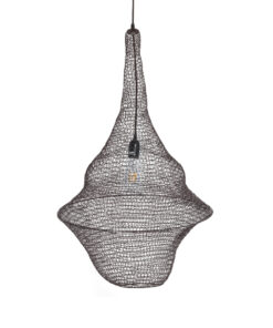 GloboStar® KENTUCKY 01875 Vintage Κρεμαστό Φωτιστικό Οροφής Μονόφωτο 1 x E27 AC220-240V IP20 – Φ50 x Υ90cm – Σκούρο Καφέ Μεταλλικό Πλέγμα