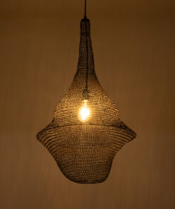 GloboStar® KENTUCKY 01875 Vintage Κρεμαστό Φωτιστικό Οροφής Μονόφωτο 1 x E27 AC220-240V IP20 – Φ50 x Υ90cm – Σκούρο Καφέ Μεταλλικό Πλέγμα