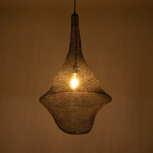 GloboStar® KENTUCKY 01875 Vintage Κρεμαστό Φωτιστικό Οροφής Μονόφωτο 1 x E27 AC220-240V IP20 – Φ50 x Υ90cm – Σκούρο Καφέ Μεταλλικό Πλέγμα