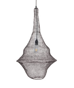 GloboStar® KENTUCKY 01875 Vintage Κρεμαστό Φωτιστικό Οροφής Μονόφωτο 1 x E27 AC220-240V IP20 – Φ50 x Υ90cm – Σκούρο Καφέ Μεταλλικό Πλέγμα