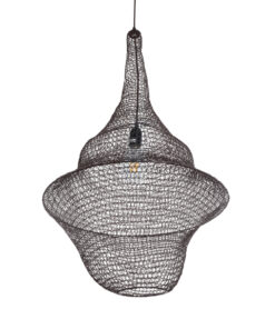 GloboStar® KENTUCKY 01875 Vintage Κρεμαστό Φωτιστικό Οροφής Μονόφωτο 1 x E27 AC220-240V IP20 – Φ50 x Υ90cm – Σκούρο Καφέ Μεταλλικό Πλέγμα