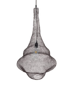 GloboStar® KENTUCKY 01875 Vintage Κρεμαστό Φωτιστικό Οροφής Μονόφωτο 1 x E27 AC220-240V IP20 – Φ50 x Υ90cm – Σκούρο Καφέ Μεταλλικό Πλέγμα