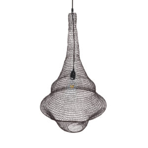 GloboStar® KENTUCKY 01875 Vintage Κρεμαστό Φωτιστικό Οροφής Μονόφωτο 1 x E27 AC220-240V IP20 – Φ50 x Υ90cm – Σκούρο Καφέ Μεταλλικό Πλέγμα