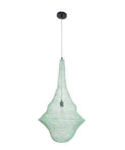 GloboStar® KENTUCKY 01876 Vintage Κρεμαστό Φωτιστικό Οροφής Μονόφωτο 1 x E27 AC220-240V IP20 – Φ50 x Υ90cm – Τιρκουάζ Μεταλλικό Πλέγμα