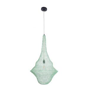 GloboStar® KENTUCKY 01876 Vintage Κρεμαστό Φωτιστικό Οροφής Μονόφωτο 1 x E27 AC220-240V IP20 – Φ50 x Υ90cm – Τιρκουάζ Μεταλλικό Πλέγμα