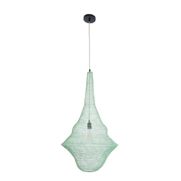 GloboStar® KENTUCKY 01876 Vintage Κρεμαστό Φωτιστικό Οροφής Μονόφωτο 1 x E27 AC220-240V IP20 – Φ50 x Υ90cm – Τιρκουάζ Μεταλλικό Πλέγμα