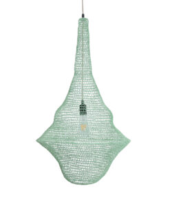 GloboStar® KENTUCKY 01876 Vintage Κρεμαστό Φωτιστικό Οροφής Μονόφωτο 1 x E27 AC220-240V IP20 – Φ50 x Υ90cm – Τιρκουάζ Μεταλλικό Πλέγμα