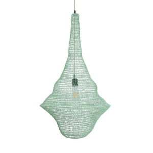 GloboStar® KENTUCKY 01876 Vintage Κρεμαστό Φωτιστικό Οροφής Μονόφωτο 1 x E27 AC220-240V IP20 – Φ50 x Υ90cm – Τιρκουάζ Μεταλλικό Πλέγμα