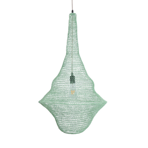 GloboStar® KENTUCKY 01876 Vintage Κρεμαστό Φωτιστικό Οροφής Μονόφωτο 1 x E27 AC220-240V IP20 – Φ50 x Υ90cm – Τιρκουάζ Μεταλλικό Πλέγμα