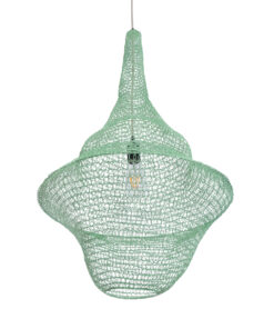 GloboStar® KENTUCKY 01876 Vintage Κρεμαστό Φωτιστικό Οροφής Μονόφωτο 1 x E27 AC220-240V IP20 – Φ50 x Υ90cm – Τιρκουάζ Μεταλλικό Πλέγμα