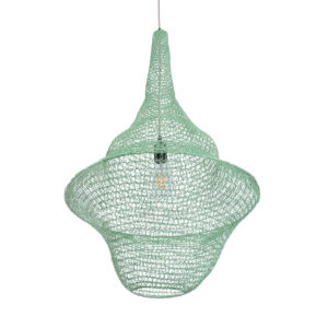 GloboStar® KENTUCKY 01876 Vintage Κρεμαστό Φωτιστικό Οροφής Μονόφωτο 1 x E27 AC220-240V IP20 – Φ50 x Υ90cm – Τιρκουάζ Μεταλλικό Πλέγμα