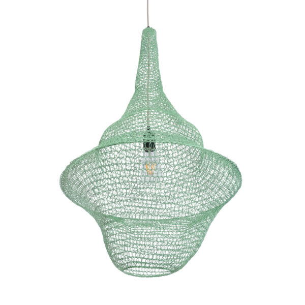 GloboStar® KENTUCKY 01876 Vintage Κρεμαστό Φωτιστικό Οροφής Μονόφωτο 1 x E27 AC220-240V IP20 – Φ50 x Υ90cm – Τιρκουάζ Μεταλλικό Πλέγμα