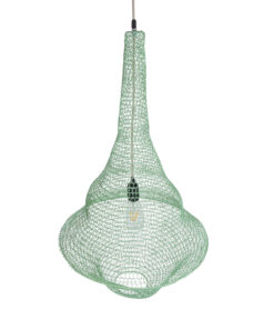 GloboStar® KENTUCKY 01876 Vintage Κρεμαστό Φωτιστικό Οροφής Μονόφωτο 1 x E27 AC220-240V IP20 – Φ50 x Υ90cm – Τιρκουάζ Μεταλλικό Πλέγμα