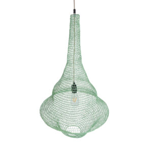GloboStar® KENTUCKY 01876 Vintage Κρεμαστό Φωτιστικό Οροφής Μονόφωτο 1 x E27 AC220-240V IP20 – Φ50 x Υ90cm – Τιρκουάζ Μεταλλικό Πλέγμα