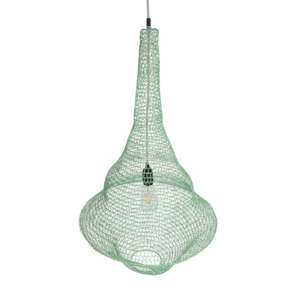 GloboStar® KENTUCKY 01876 Vintage Κρεμαστό Φωτιστικό Οροφής Μονόφωτο 1 x E27 AC220-240V IP20 – Φ50 x Υ90cm – Τιρκουάζ Μεταλλικό Πλέγμα