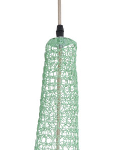 GloboStar® KENTUCKY 01876 Vintage Κρεμαστό Φωτιστικό Οροφής Μονόφωτο 1 x E27 AC220-240V IP20 – Φ50 x Υ90cm – Τιρκουάζ Μεταλλικό Πλέγμα