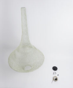 GloboStar® KENTUCKY 01877 Vintage Κρεμαστό Φωτιστικό Οροφής Μονόφωτο 1 x E27 AC220-240V IP20 – Φ80 x Υ140cm – Μπεζ Εκρού Μεταλλικό Πλέγμα