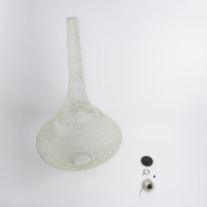 GloboStar® KENTUCKY 01877 Vintage Κρεμαστό Φωτιστικό Οροφής Μονόφωτο 1 x E27 AC220-240V IP20 – Φ80 x Υ140cm – Μπεζ Εκρού Μεταλλικό Πλέγμα